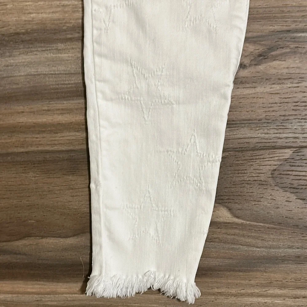 William Rast Ankle Skinny Jeans Womens 26 White Distressed Embroidered Star